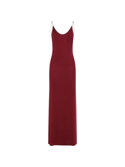 Saint Laurent Cassandre-chain backless dress in knit Red 876792Y38DS