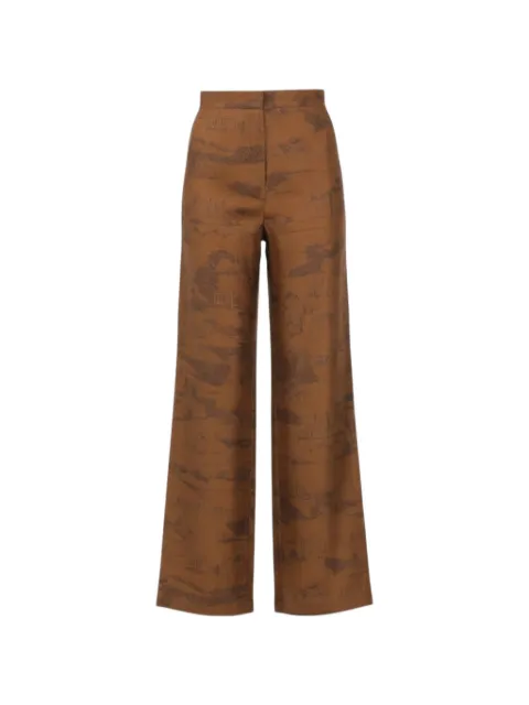 Max Mara all-over print silk trousers Brown 2616131101650004