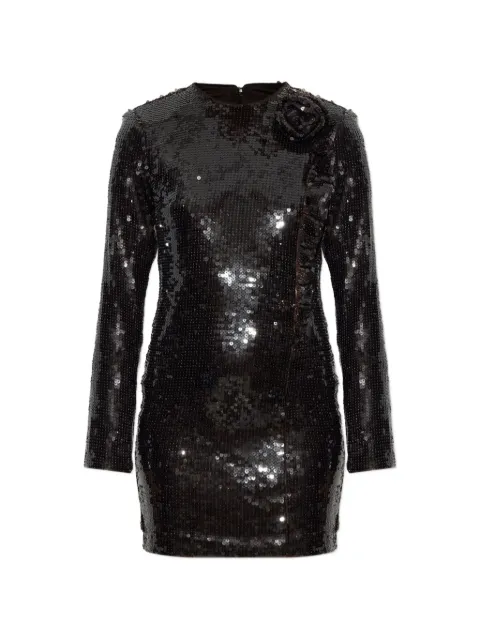 ROTATE BIRGER CHRISTENSEN sequin-embellished floral-appliqué dress Black 11668901667