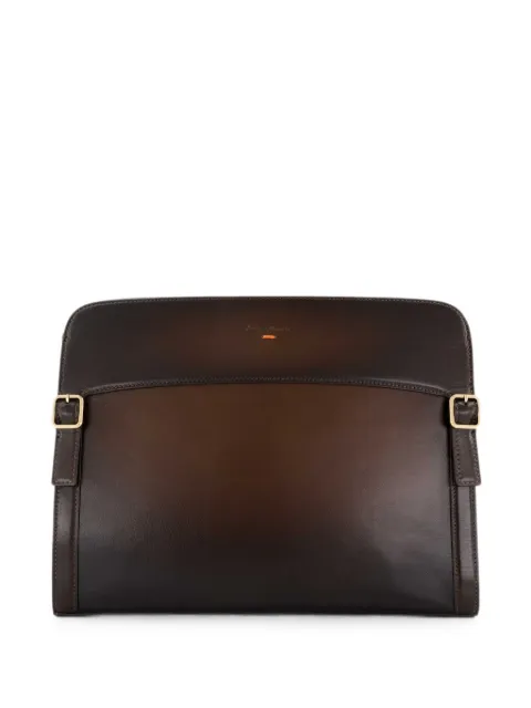 Santoni buckle-detail leather clutch bag Brown UFPPA3111DBHVPLT50