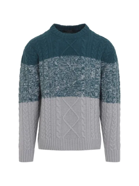 Kiton cable-knit colour-block sweater Blue UMK101207005