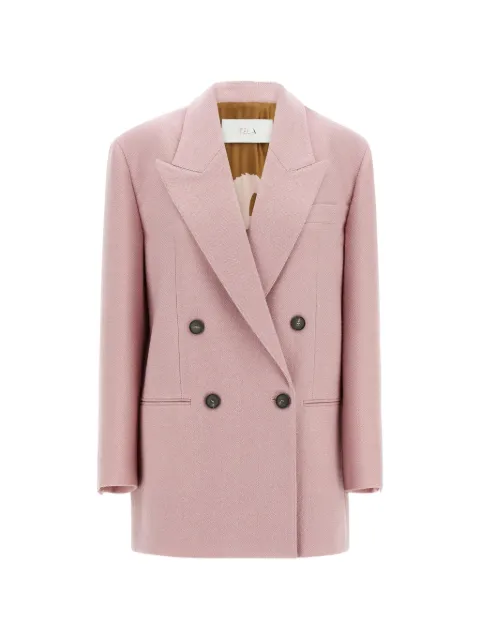 Tela Nomade herringbone-weave double-breasted blazer Pink 060173010598