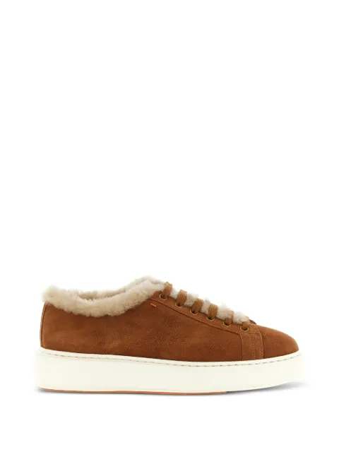 Santoni Cleanmount shearling-trim sneakers Brown WBCD61524BARPTOYC40