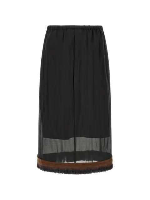 Tela Ophelia fringed layered midi skirt Black 110147010591