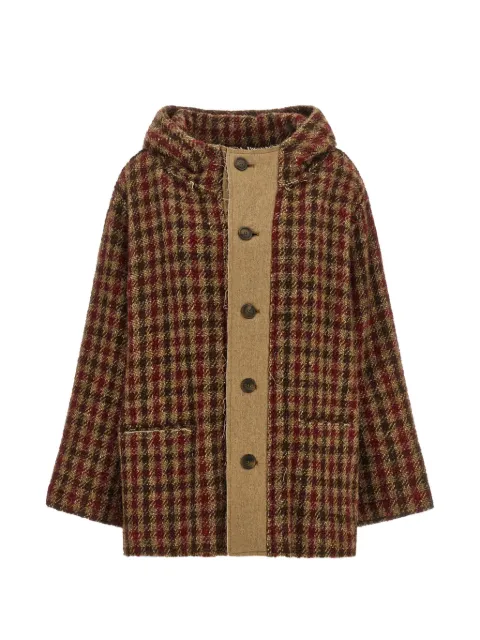 R13 houndstooth-check hooded jacket Brown R13WR704R879A