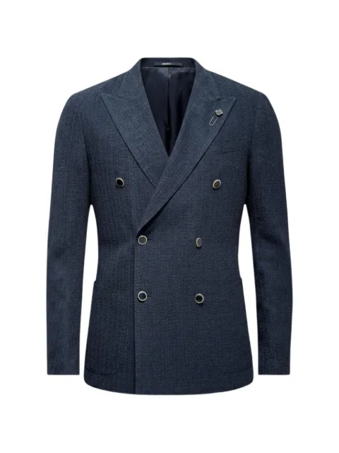 Lardini double-breasted slub-texture blazer Blue CNLKJ6EJ85PALK66042