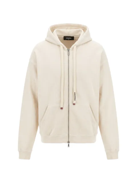 DSQUARED2 zip-up drawstring hoodie Neutrals S74HG0189D25025