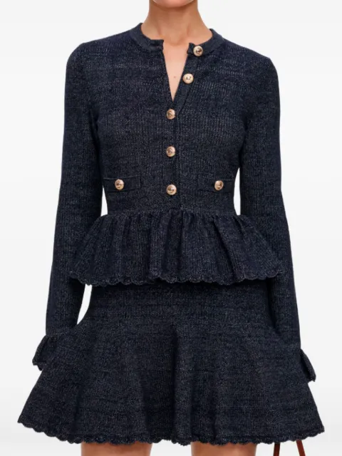 Self-Portrait navy textured-knit mini dress Blue AW26085SCN