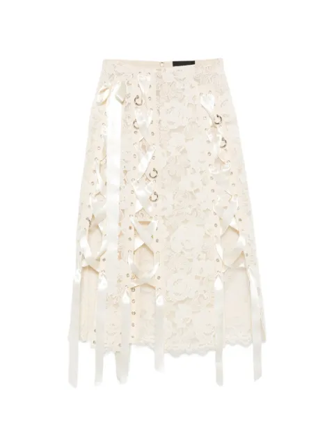 Simone Rocha lace-up floral-lace midi skirt Neutrals 32201298