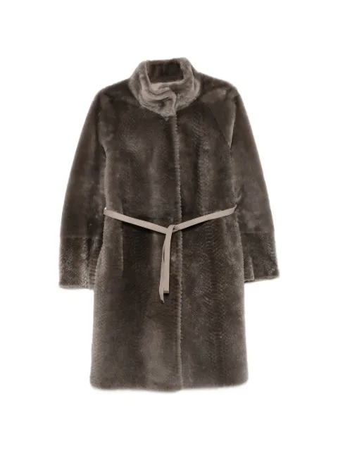 Suprema x Eraldo belted snake-effect coat Grey A035XSTM0627