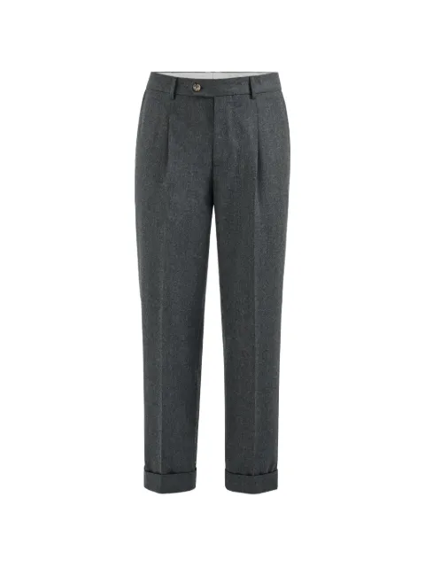 Brunello Cucinelli virgin wool flannel trousers with pleat Grey ME226L00HC004
