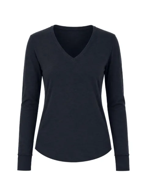 Juvia slub-texture V-neck top Blue 81500115