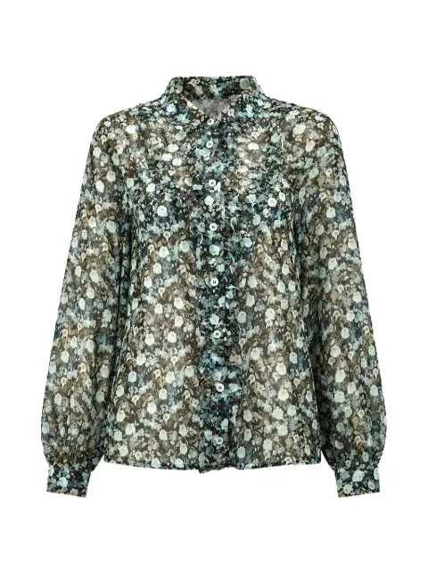 I BLUES floral-print ruffled blouse Black ALARICO004