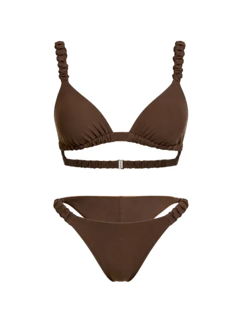 ME FUI ruched-strap bikini Brown MF26SW1909