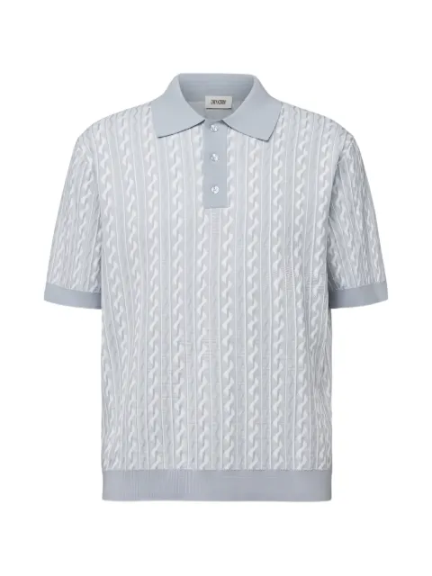 Drykorn Tamian cable-knit polo shirt Blue TAMIAN425175