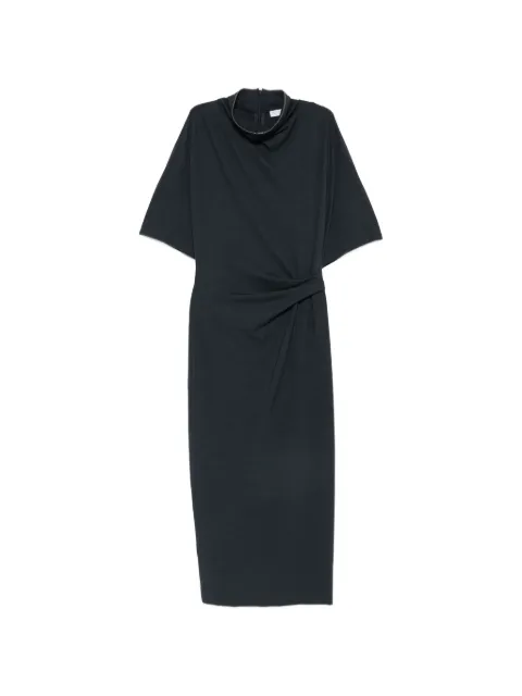 Brunello Cucinelli twisted-waist high-neck midi dress Blue MG929AB1X1C7186