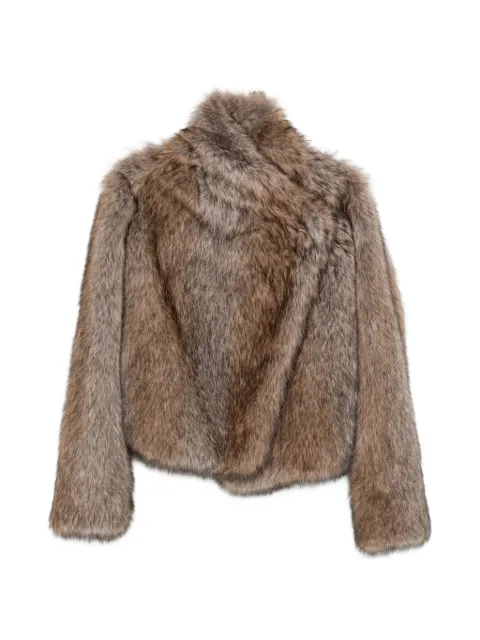 B&B COUTURE faux-fur wide-lapel coat Brown FW26BRI04WOLF