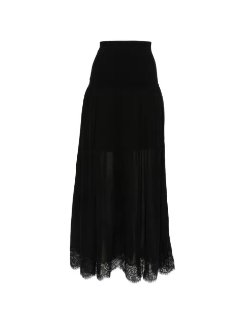 ZIMMERMANN Valiant lace-trim pleated maxi skirt Black 9282SF261