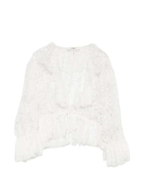Chloé ruffled floral-lace blouse White CH26AHT48414