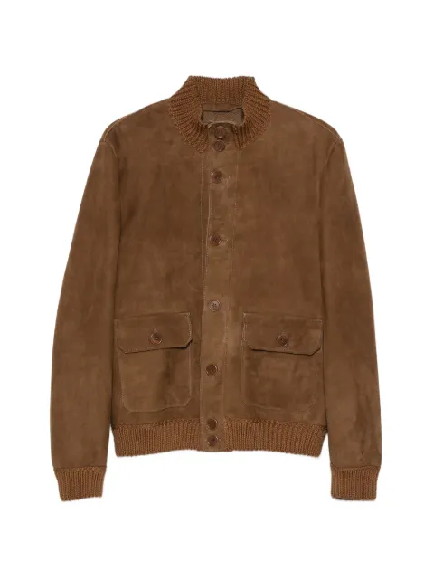 Salvatore Santoro ribbed-trim suede jacket Brown 51685U