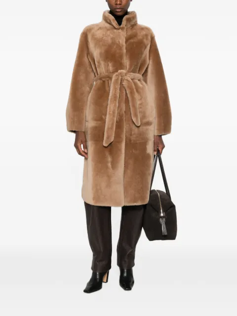 Suprema x Eraldo belted shearling coat Neutrals A044M0220