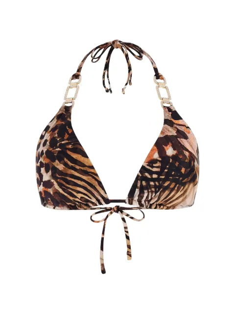 GUESS USA animal-print triangle bikini top Brown E5GJ05KCRJ2