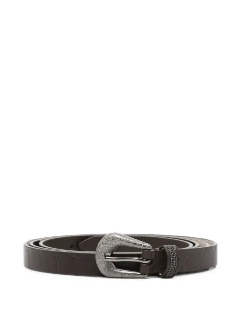 Brunello Cucinelli croc-effect monili-embellished belt Brown M0CMBC150C8279