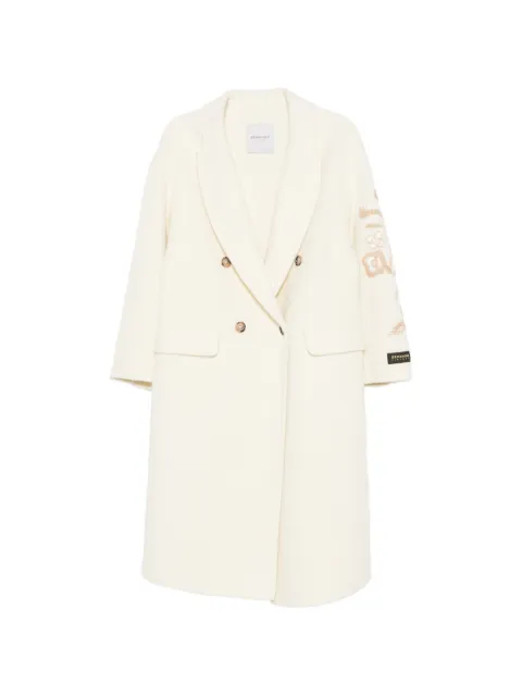 ERMANNO FIRENZE floral-embroidered double-breasted coat Neutrals D49ED016EY0