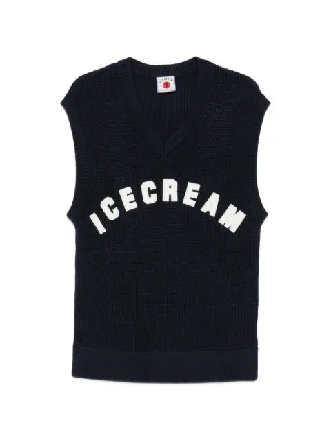 ICECREAM logo-patch V-neck vest Blue ICKN26327