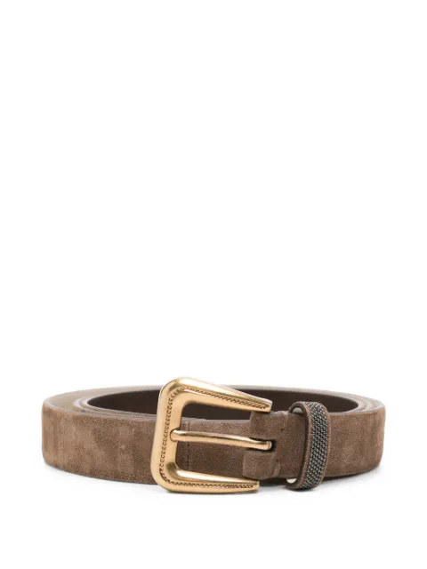 Brunello Cucinelli monili-embellished suede belt Brown M0DELC283C9773