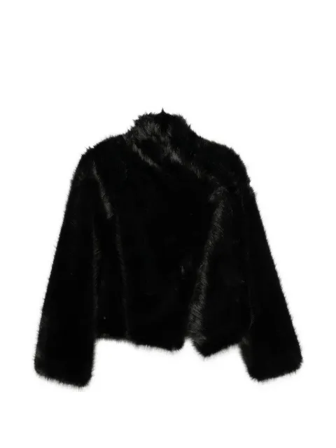 B&B COUTURE faux-fur funnel-neck coat Black FW26JA07BLACK