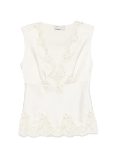 ERMANNO FIRENZE lace-trim satin top Neutrals D49EL021EL0