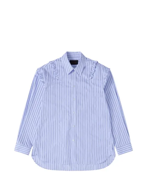 Simone Rocha ruffle-trimmed striped shirt Blue 54771351