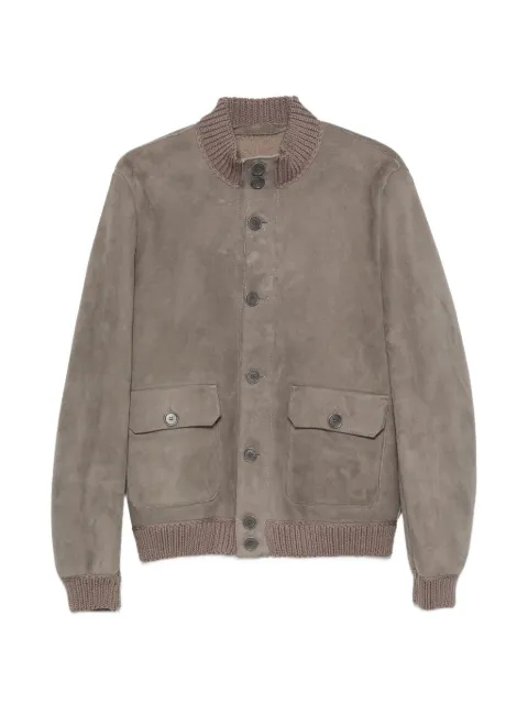 Salvatore Santoro suede ribbed-trim jacket Grey 51685U