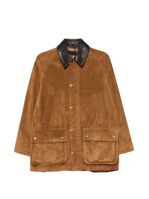 Nili Lotan contrast-collar suede jacket Brown 13737L14