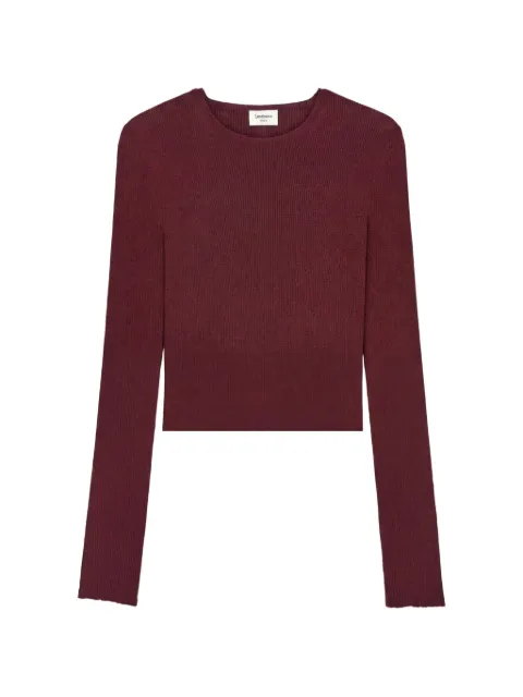 Saint Laurent crewneck top in ribbed cashmere, wool, and silk Red A0000PYAPK2