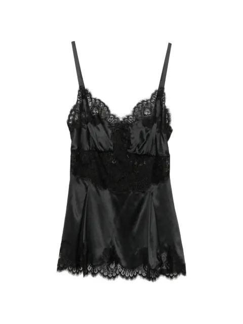 Dolce & Gabbana lace-trim satin top Black F72K7TFUACD