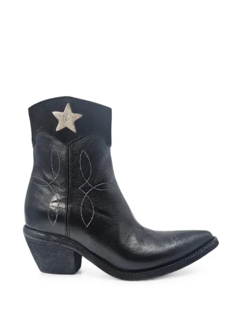 Madison Maison Pointy star-patchwork leather ankle boots Black 2039POINTY