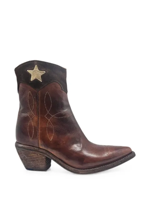 Madison Maison Pointy star-patchwork leather ankle boots Brown 2039POINTY