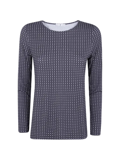 Why Ci geometric-print long-sleeve T-shirt Blue WH0635099