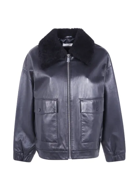 Liviana Conti shearling-collar leather jacket Black F6WX28