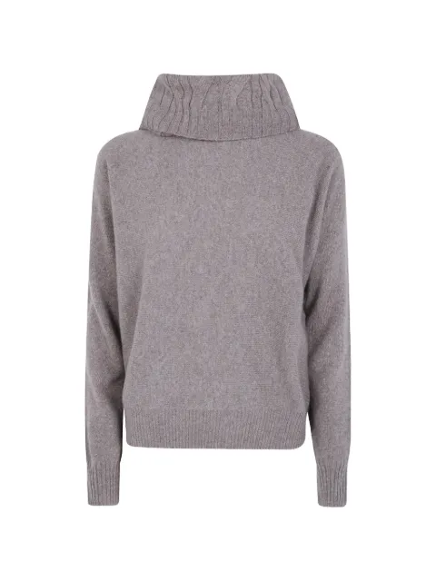 D.Exterior cable-knit roll-neck sweater Brown 63016