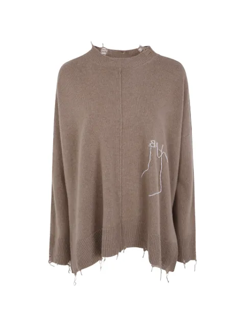 LABORATORIO CAPRI distressed embroidered sweater Brown 4726