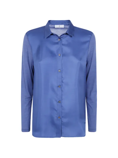 Why Ci panelled long-sleeve shirt Blue WH0042099