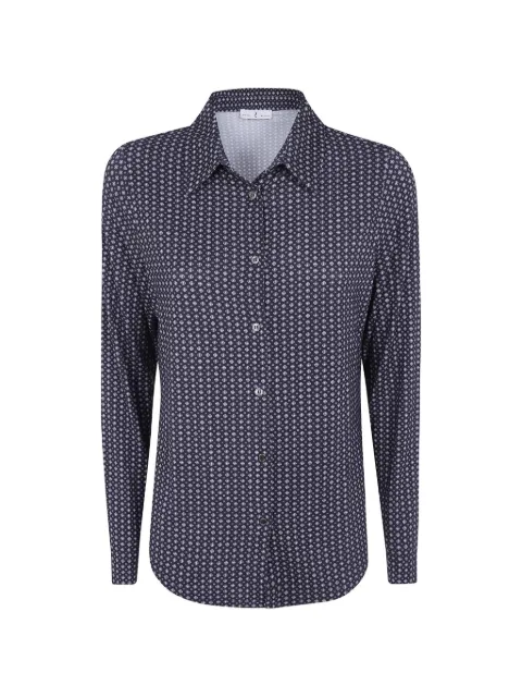 Why Ci geometric-print long-sleeve shirt Blue WH0636099
