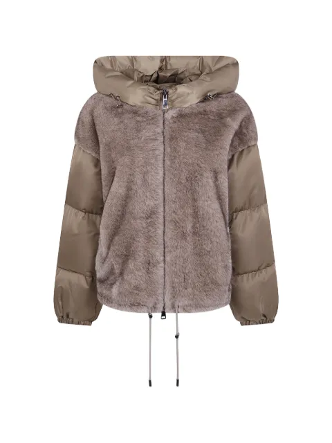 Betta Corradi textured-panel hooded jacket Brown B901DUDU