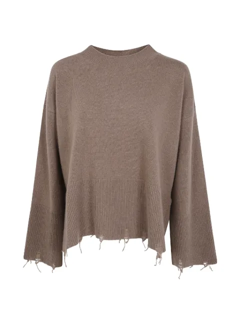 LABORATORIO CAPRI distressed-effect ribbed-trim sweater Brown 4728