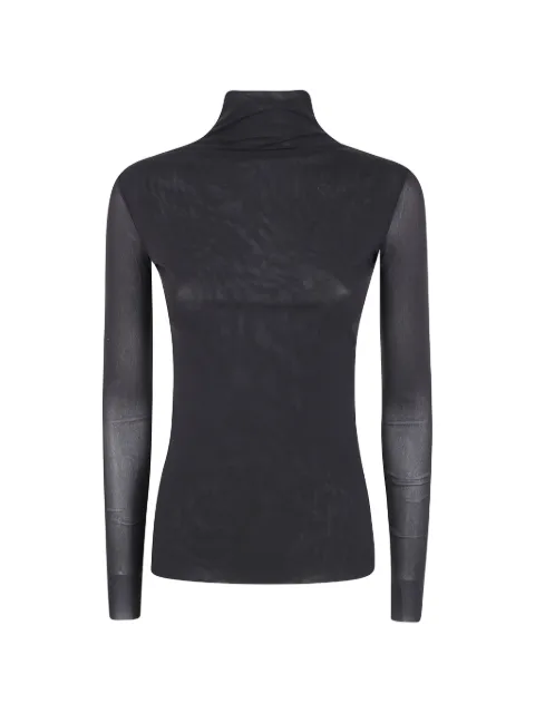D.Exterior sheer high-neck top Black 63799