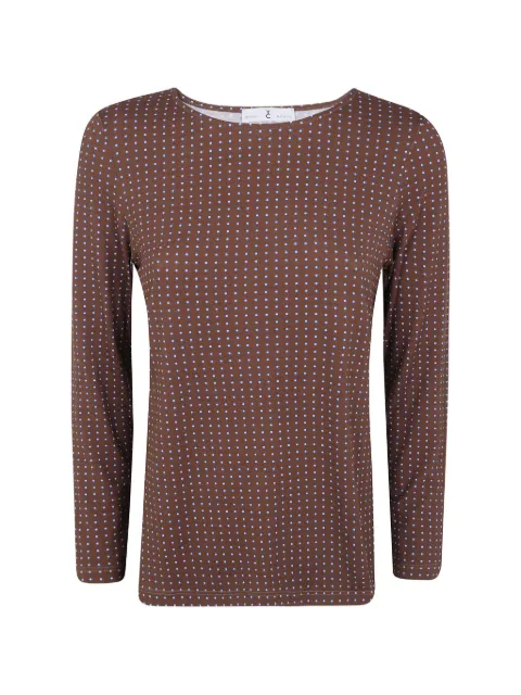 Why Ci geometric-print long-sleeve T-shirt Brown WH0635099