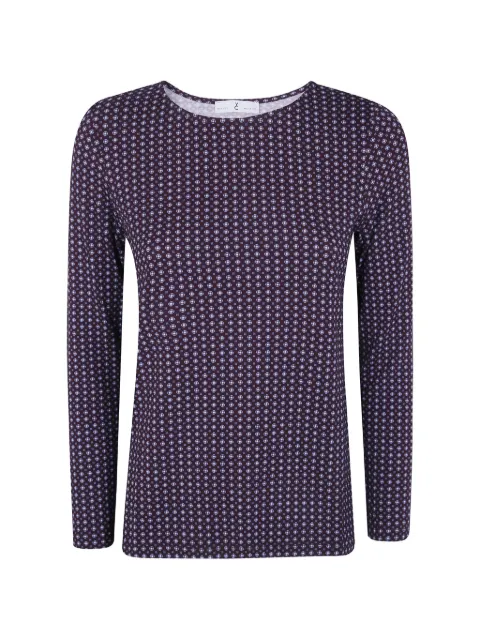 Why Ci geometric-print long-sleeve T-shirt Purple WH0635099